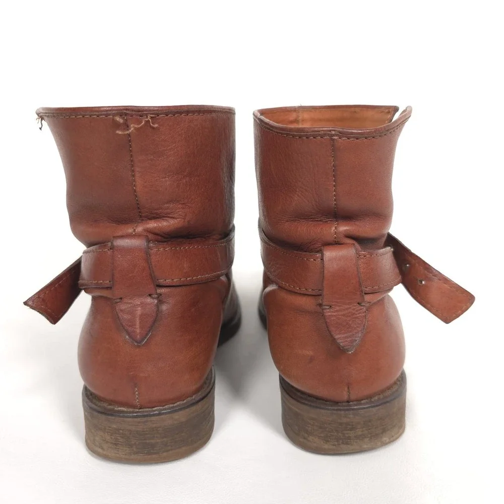 MADEWELL‎ Women's Leather Ankle Boots 7.5 Brown Buckle Strap Low Heel Casual